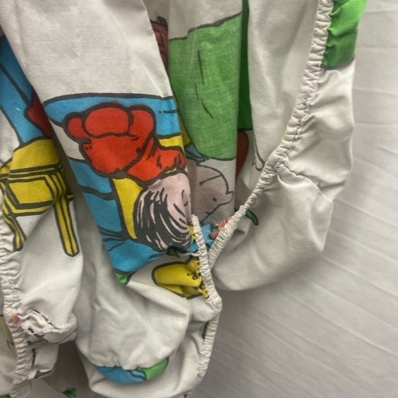 Vintage 1971 Peanuts Twin Size Fitted Sheet Bedsheet Charlie Brown Snoopy Fabric - Picture 8 of 13